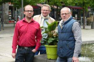 Michaël Chaillaud et Patrice Demoures, co-présidents de Coeur de ville, Claude Lamy, le trésorier, ainsi que toute l'association vous donnent rendez-vous les 11 et 12 mai place de la Victoire.